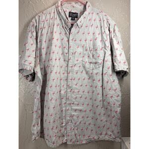 Retrofit Brand‎ MFG Mens Button Down Gray Flamingo Print Shirt Size XXL
